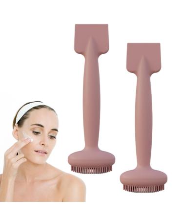 Face Scrub Brush Dual Head Pore Cleansing Brush Soft Face Cleansing Brush Waterproof Mud Film Brush Manual Skin Friendly Leather Powder 2pcs