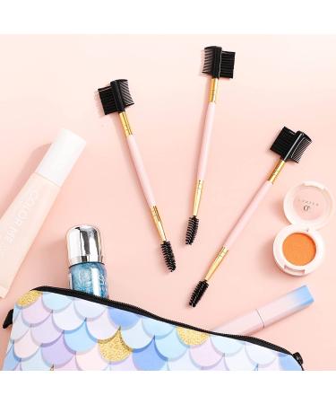 Pink Eyebrow and Eyelash Grooming Tool Set for Women - 3 Pcs Dual Comb and Brush Makeup Kit - Buy Online on GoSupps.com