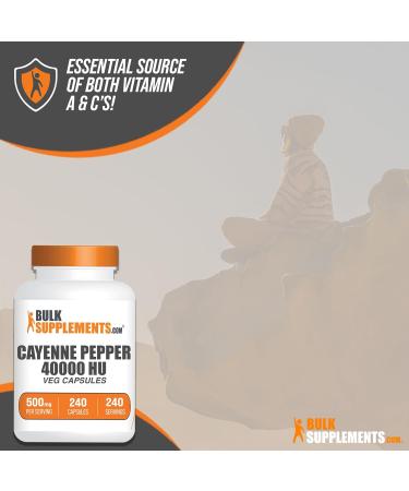 BulkSupplements Cayenne Pepper Capsules - 40000 HU  Capsaicin Supplements  240 Vegan Pills - Buy Online on GoSupps.com