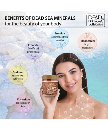 Dead Sea Collection Gommage orps au Sel - 660 g. - la Noix de Coco - Effet Exfoliant - Contient des Huiles Essentielles Biologiques et des Min raux Naturels de la Mer Morte. Noix de coco. - Buy Online on GoSupps.com