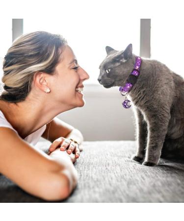 2PCS Glow in The Dark Breakaway Cat Collars with Bell - Adjustable Kitten Collars in Purple+Pink - Buy Online on GoSupps.com