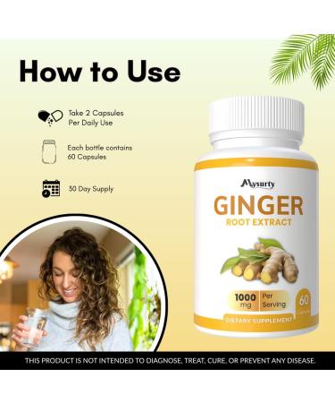 Mysurty Ginger Root Capsules | Ginger Root 1000 mg | Ginger Capsules | Supplement for Men & Women - 60 Capsules (Pack 2) - Buy Online on GoSupps.com