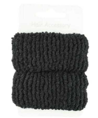Pair of Large Black Soft Hair Ponios Donuts Bobbles Bands by Pritties Accessories