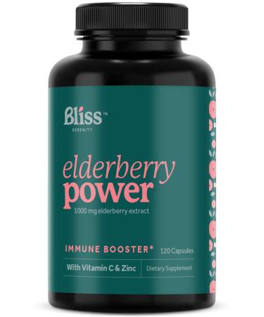 Elderberry with Zinc and Vitamin C for Adults - Sambucus Elderberry Capsules - 1000 mg Extract Immune Support Supplement for Women and Men with Antioxidant Fruit Blend 120 Vegcaps 60 Day Supply