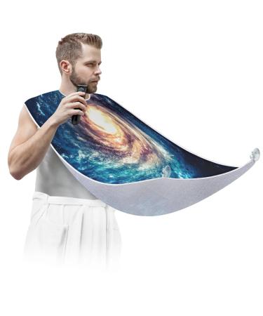 Galaxy Beard Bib Apron Beard Bib Hair Catcher for Men Shaving and Trimming Non-Stick Waterproof Beard Cape Grooming Cloth with 2 Suction Cups Gifts for Men