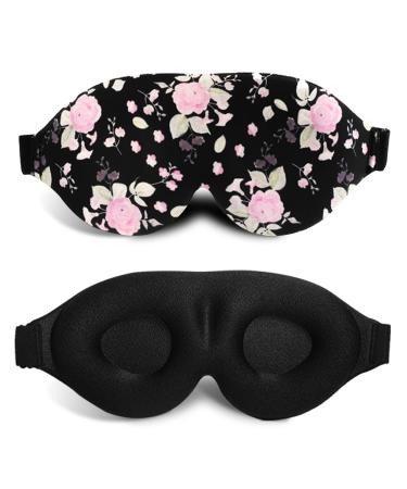 3D Sleep Mask Contoured Cup Night Blindfold Comfortable & Super Soft Sleep Eye Mask with Adjustable Straps for Women Men Sleeping Travel Yoga Naps (Peony Flower)
