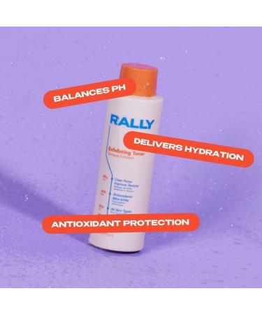 RALLY Daily Mild Exfoliating Toner with Plant-Based AHAs | Refreshing On-the-Go Cleanser for Clear Pores & Bright Skin | Perfect for Teens & Post Workout | 4 OZ - Buy Online on GoSupps.com
