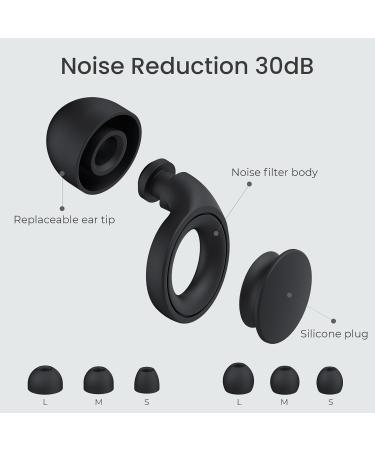 Reusable Silicone Ear Plugs for Sleeping & Noise Reduction - 2 Pairs with 8 Soft Ear Tips (S/M/L) - 25dB Hearing Protection for Concerts & Focus - Black - Buy Online on GoSupps.com
