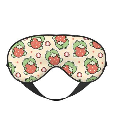 Frog Hold Strawberry Sleep Mask Double-Sided Eye Mask Soft Adjustable Sleeping Eye Covers for Sleeping Perfect Shading Reduce Eye Edema