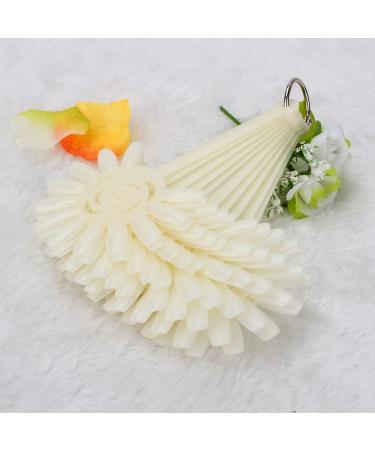 120 Pieces Fan-Shaped False Nails - Lace Sticks Cream Polish & Rosette Pattern - Ideal for Salon Display & Nail Art Practice - Buy Online on GoSupps.com