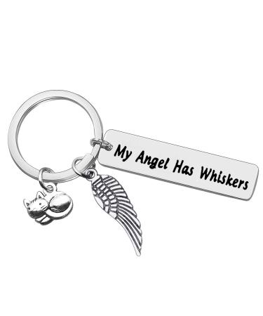 Pet Memorial Gift Loss of Cat Keychain Sympathy Loss of Cat Gift Pet Loss Jewelry Has Whiskers Keyring In Memory of Cat Pet Sympathy Gift for Cat Lover Family Friends Remembrance Gifts