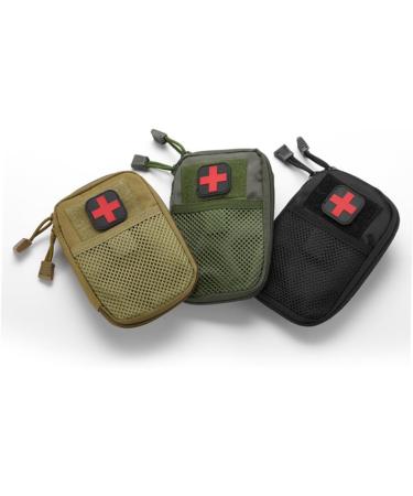 Clispeed 3ST Emergency Pocket Survival Bag - Empty First Aid & Medication Storage (3pcs) - Travel Medical Care Bag 17x11cm in Army Green - Buy Online on GoSupps.com