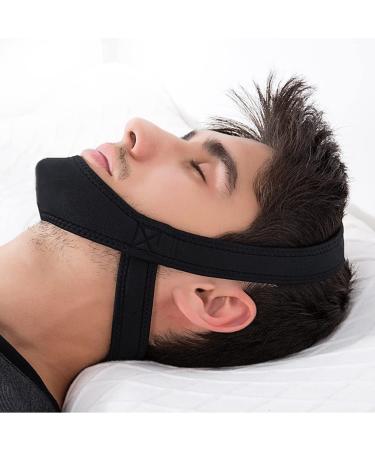 Anti Snoring Chin Strap Comfortable Natural Stop Snore Chin Strap Stop Snoring Solution Chin Strap Effective Snore Stopper Devices Adjustable Snore Reducing Mouth Breathers Sleep Aid for Men Women Black