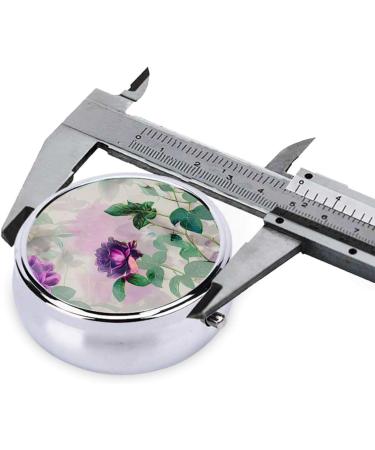 Purple Roses Portable Metal Pill Box - Round Mini 3-Compartment Travel Case for Small Pills | Hinged Design | Perfect for On-the-Go - Buy Online on GoSupps.com