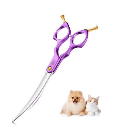 Purple Dragon 6.5 inch dogs Chances bent for dogs and cat grooming scissors with ultra -light space Aluminum handle jp 440c steel professional fur shear dogs for dog hairdressers and beginners purple 6.5 " - Buy Online on GoSupps.com