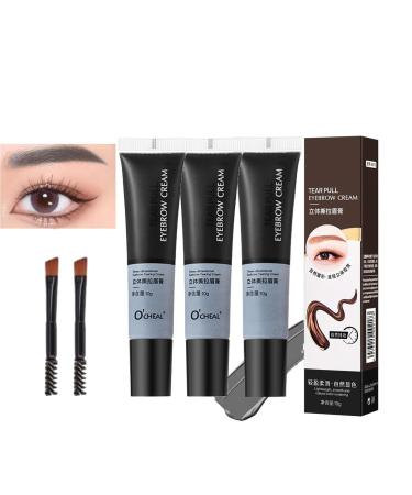 Zynewa Eyebrow Gels Peel Off with Brush Eyebrow Tattoo Gel Semi-Permanent Eyebrow Tattoo Gel Waterproof Paint Fast Color Waterproof Makeup Long Lasting Waterproof Makeup (04#Grey)