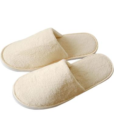 Fiyson 5 Pair Disposable Slippers - Hotel & Travel Slipproof Coral Fleece Closed Toe - Fluffy Beige Slippers for Home & Guests (38 EU) - Buy Online on GoSupps.com