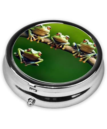 Funny Frogs Mini Round Pill Box | 3 Compartment Travel Organizer | Portable Medicine Case for Home & Office - Buy Online on GoSupps.com