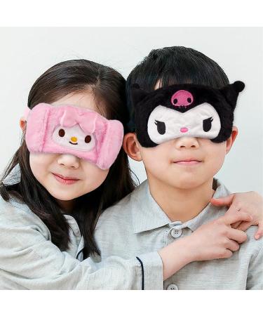 Kawaii Cartoon Sleep Eye Mask | Cute Plush Blackout Eye Cover for Kids Teens & Women - Kuro - Buy Online on GoSupps.com
