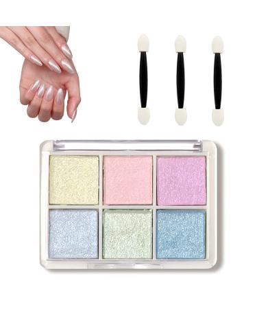 Nail art powder 6 colors chrome glitter powder nail powder chrome nail pigment powder set chrome nail powder chrome powder nail powder 6 colors chrome glitter powder for nails nail powder