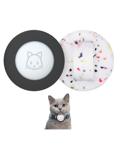 2022 Airtag cat necklace holder small cat neck band holder compatible with Apple Airtag 2 pieces of waterproof protective cover for pet collapse within 1cm black & transblume
