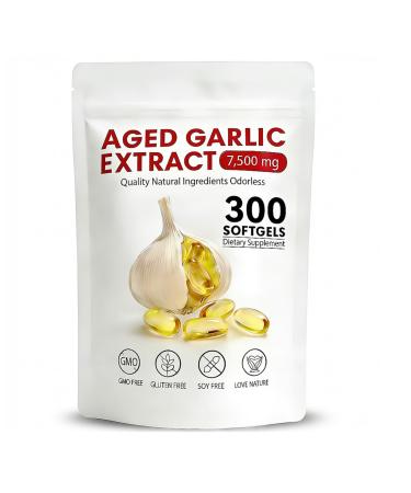 Tnaasmais Aged Garlic Extract Capsules 7500mg Odorless 300 Count Organic Aged Garlic Supplements for Immune Support & Antioxidant Benefits Vegetarian