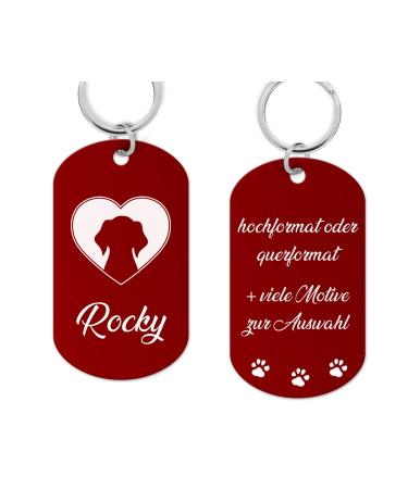 Aluminum dog brand shield with engraving - dog stark personalized with high -quality laser engraving address pendant dog personalized for dogs or cats (red)