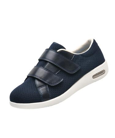 Women's Wide Fit Memory Foam Diabetic Slippers Adjustable Cozy Arthritis Edema House Shoes Give It to Parents Make the Elderly in the World Healthier ( Color : Deep blue  Foot length : 28cm ) 28cm Deep Blue