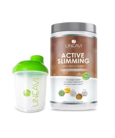 Lineavi activated food diet shake chocolate + shaker 500g weight loss shake with pleasant taste meal replacement made of soy pea rice and whey protein lactose and gluten-free chocolate 500 g (1 Pack)