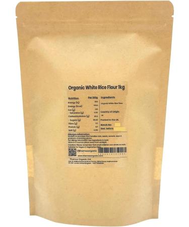 Thames Organic 1kg Organic White Rice Flour - Non-GMO Vegan | Additive-Free, Preservative-Free | Resealable Bag | 1000g (Pack of 1) - Buy Online on GoSupps.com