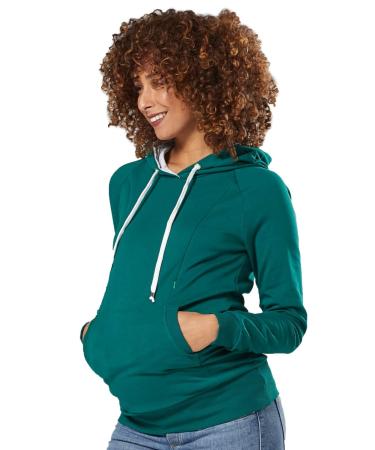 Zeta Ville - Women's Maternity Nursing Hood Sweatshirt Activewear Zippers - 324c 8 Dark Green