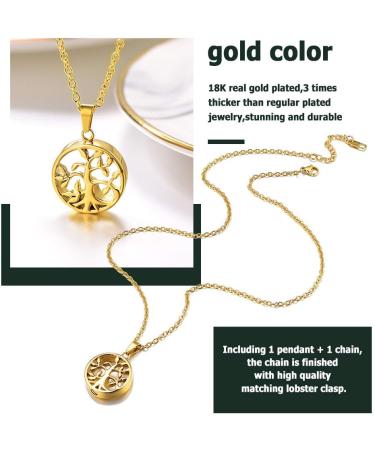 Prosteel Urn Chain Personalized Cross Maria Life Tree Necklace - Memorial Ash Pendant with Stainless Steel/18k Gold 55cm/50cm Chain - Buy Online on GoSupps.com