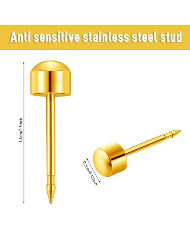 Yaomiao 20 Pairs Stainless Steel Piercing Earrings - Gold Studs for Ear, Nose, Navel - Anti-Sensitive and Rustproof for Salon and Home Use - Buy Online on GoSupps.com