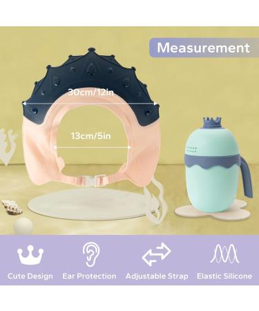 FUNUPUP Baby Shower Cap for Kids - Adjustable Toddler Hair Washing Shield with Shampoo Rinse Cup - Crown Blue - Buy Online on GoSupps.com