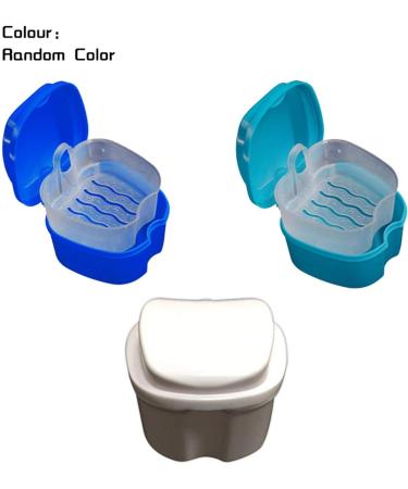 Gusengo Denture Container - Dark Blue Plastic Braces Storage Box with Sieve for Prosthesis Teeth Cleaning | International Shipping - Buy Online on GoSupps.com