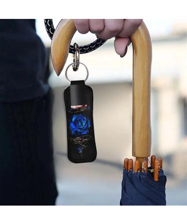 AFPANQZ Blue Rose Chapstick Keychain Holder - Portable Lipstick & Lip Balm Sleeve for Women | Bulk Lip Gloss Pouch - Buy Online on GoSupps.com