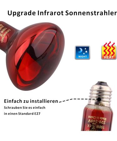 Dernord 150W Infrared Red Light Lamp for Reptiles & Terrariums - Heat Lamp for Toads Turtles Birds & Spiders | 2 Pack - Buy Online on GoSupps.com