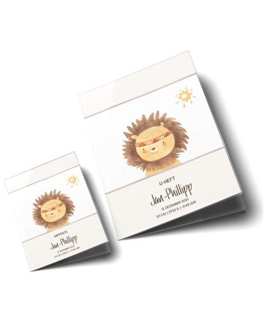 Personalized Lion U-Book & Vaccination Pass Cover Set - Baby Gift Protective Case for Birth Custom Name Indian Friends - Buy Online on GoSupps.com