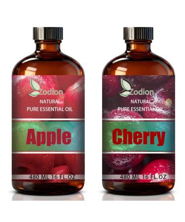 Cherry Essential Oil and Apple Fresh Essential Oil 16 Fl Oz - Cherry & Apple Fresh Oil for Diffuser Aromatherapy Home Fragrance Skin & Hair Care DIY Candle & Soap Making Yoga