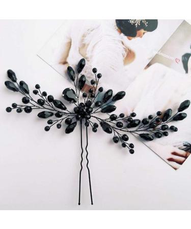 Anglacesmede Bridal Black Crystal Hair Pins Classical Wedding Back Comb Prom Party Festival Hair Accessories for Women and Girls - Buy Online on GoSupps.com