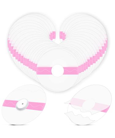 48 Packs Shower Waterproof Patch Transparent Adhesive Patches Waterproof CGM Sensor Covers Protectors for Precut Clear Overpatch Tape Sticker with Hole for Shower Swimming Cycling Running (Pink)