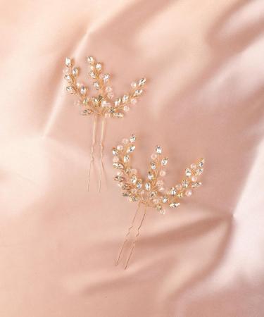 Deniferymakeup Bride Wedding Hair Pins Crystal Bridal Hair Accessories Rhinestone Wedding Hair Pieces for Bride and Bridesmaids (Gold) - Buy Online on GoSupps.com