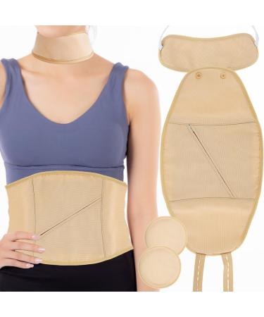 2/3 Pcs Washable Reusable Neck & Waist Essential Oil Pack Set - Pump Rope Hall + Breast Pads (Khaki No. 4) | International Shipping - Buy Online on GoSupps.com