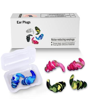Ear Plugs for Sleeping  Noise Canceling Earplugs  Reusable Silicone Earplugs for Hearing Protection  3 Pairs Waterproof EarPlugs Suitable for Sleeping Swimming Studying Traveling Concerts Airplanes 3 Colors of Camouflage