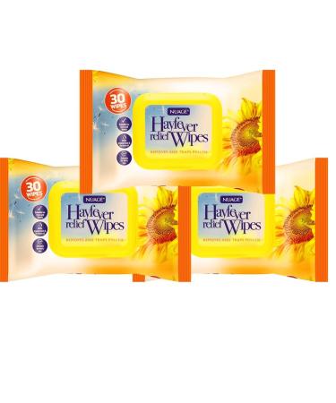 Hayfever Allergy Relief Wipes - Remove and Traps Pollen ( 3x30 Wipes ) - Nuage Hayfever and Allergy Relief Wipes - Hayfever Home Remedy