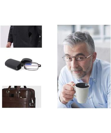 2 Pack Mini Blue Light Blocking Reading Glasses with Case - Portable Readers for Men and Women - 1.5x Magnification - Black and Brown - Buy Online on GoSupps.com