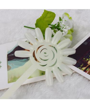 120 Pieces Fan-Shaped False Nails - Lace Sticks Cream Polish & Rosette Pattern - Ideal for Salon Display & Nail Art Practice - Buy Online on GoSupps.com