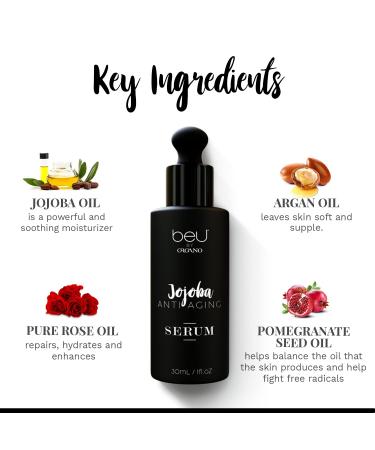 Jojoba Anti Aging Serum 1.0 fl oz | Nourishing Face Serum with Jojoba Argan Rose & Pomegranate Oil for Youthful Skin Glow - Buy Online on GoSupps.com