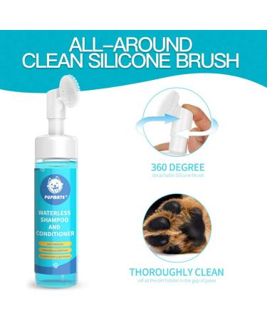 PUPMATE Paw Cleaner: Waterless Shampoo for Dogs and Cats - Silicone Grooming Brush - Rose Scented - 6.8 oz - Buy Online on GoSupps.com