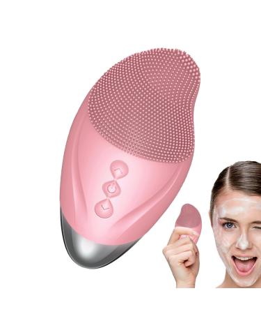 Uozonit Face Brush Cleanser Soft Silicone Face Cleansing Brush | Vibrating Waterproof Rechargeable Simple Skin Care Tools for Enhances Absorption of Facial Skin Care Products Pink (English)